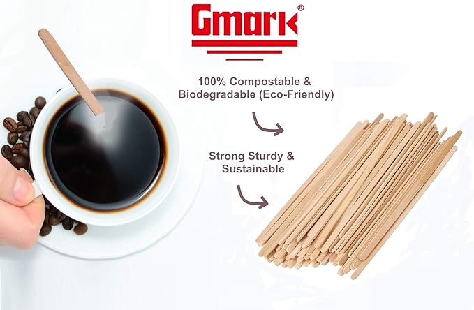 Gmark Coffee Stir Sticks 7.5" 1000pc Round End, Eco Friendly Coffee Stirrers Wood for Hot Drinks - Natural Birch Wood GM1117