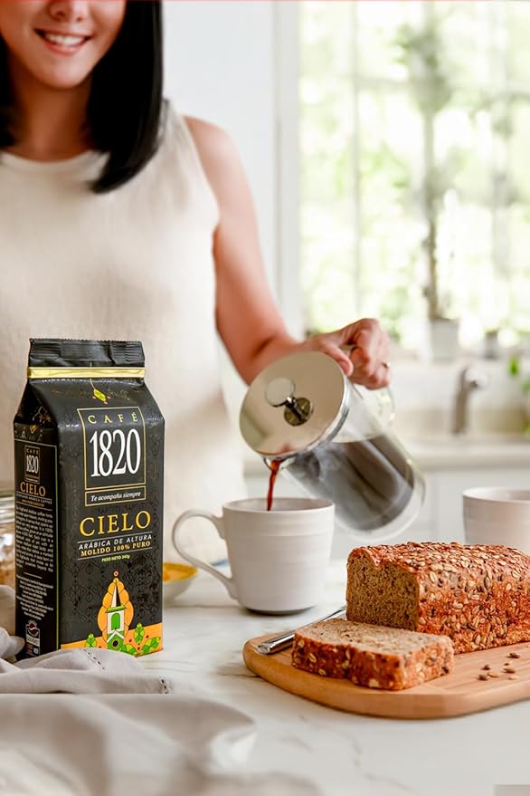 Café 1820 Cielo Gourmet, Premium Costa Rican Ground Coffee 100% Arabica, Medium Roast, High Altitude Coffee with Fruity Notes & Acidity, 12 oz (2 Pack)