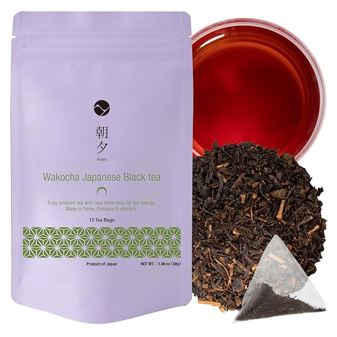 Asayu Japan Green - Timeless Brew Gift Set (Wakocha and Genmaicha with Gyokuro) 30 Tea Bags 100% Made in Japan, Japanese Black Tea and Roasted Brown Tea with Gyokuro Powder - Timeless Brew Japanese Tea Set