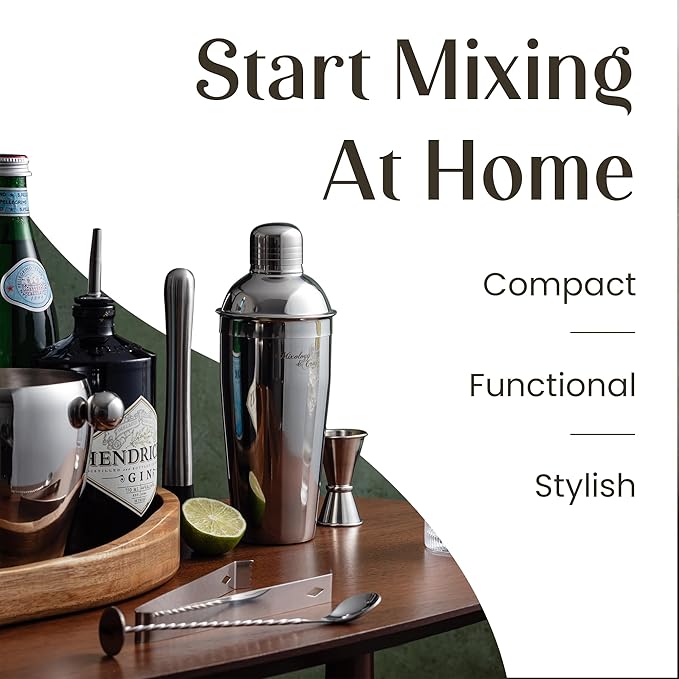 Mixology & Craft 16-Piece Cocktail Shaker Set - Bartender Kit & Home Bar Accessories, Stainless Steel Barware with Ice Bucket - Gift Ready