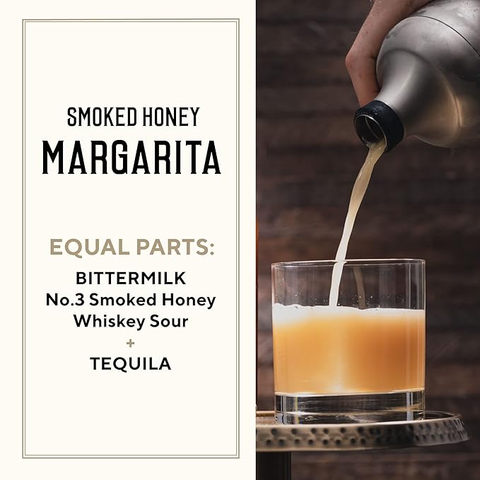 Bittermilk No.3 Smoked Honey Whiskey Sour Mix for Cocktails – Sweet and Sour Mix - Smoked Honey Syrup for Cocktails - Handcrafted Cocktail Mixer - Makes 17 Cocktails