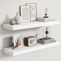 Fun Memories Rustic Floating Shelves for Home Decor, 8 Inch Deep Floating Shelf, Solid Wood Floating Wall Shelves 30 Inch Long, Deep Wall Shelves for Bathroom, Living Room, White Finsh, Set of 2