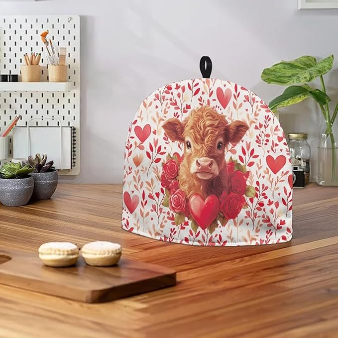 Highland Cow Tea Pot Cover Small Tea Pot with Warmer Heart Love Teapot Insulation Cover Keep Warm Teapot Dust Protector
