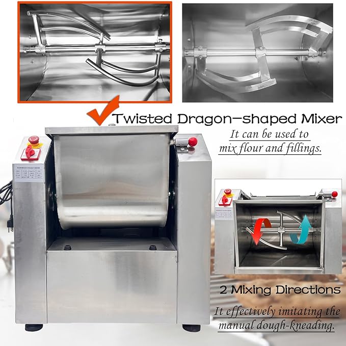 INTSUPERMAI 110V Commercial Dough Mixer Machine 25 KG Kneading Capacity Electric Food Mixer Flour Mixer 2200W/2.95HP for Dough Mixing Kneading