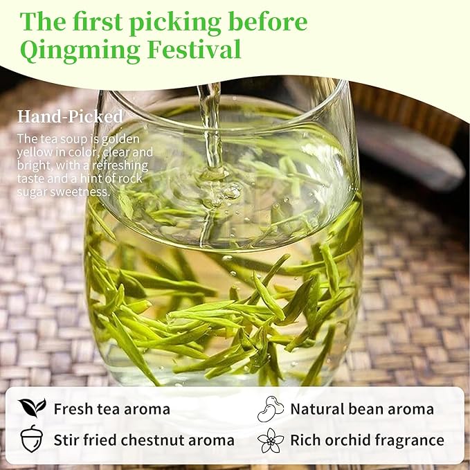 XIXICHA Longjing Tea New Tea Grade AAA Dragon Well Green Tea Loose Leaf Hangzhou Dragonwell Chinese Green Tea Fresh Bean Aroma（96 cups） 龙井茶 绿茶 明前龙井 茶叶 4.23oz/120g