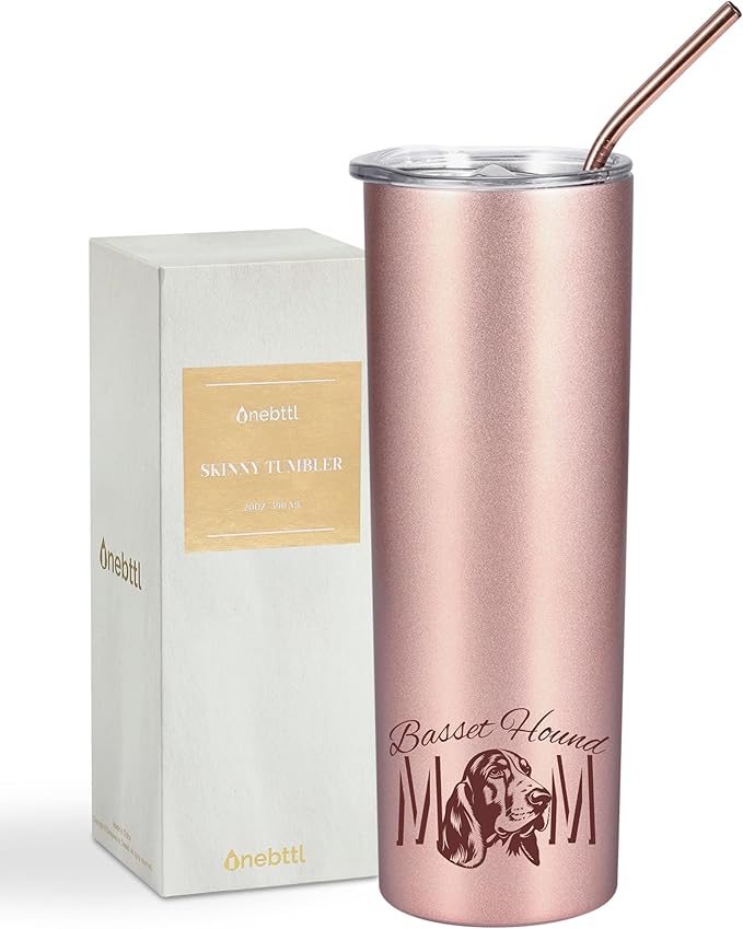 Onebttl Basset Hound Gifts, Gifts on National Hug Your Hound Day, Birthday and Christmas, 20 oz Insulated Stainless Steel Tumbler - MOM