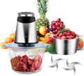 Electric food processor vegetable chopper 500W 2x8cup bowls 2 bi-layer 4 blades Small Food chopper ideal as Electric Meat grinder for home use,Mincing,chopping for kitchen aid,baby foot,pet food