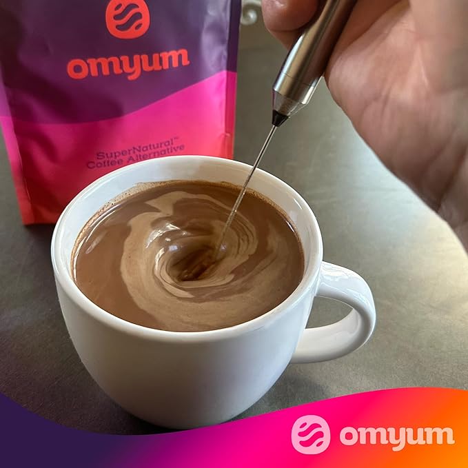 OMYUM SuperNatural Coffee Alternative (30 Servings) - Organic Superfood Adaptogen Mushroom Blend with Cacao, Lion’s Mane, Reishi, Cordyceps, Ashwagandha & L-Theanine - Calm Energy, Focus & Gut Health