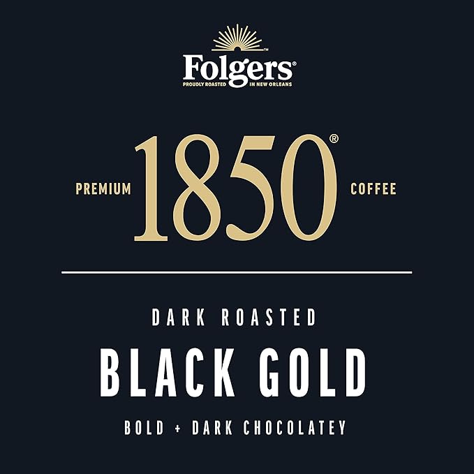 Folgers 1850 Black Gold Dark Roast Coffee, 10 Keurig K-Cup Pods