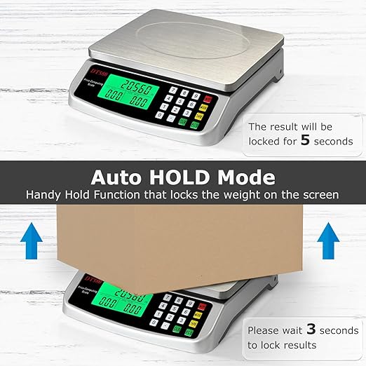 110lb/50kg Food Scale, Large Digital Kitchen Scale with Hold Mode, Tare, PCS, 0.05oz/1g Price Computing Commercial Scale 5 Units, 304 Stainless Steel for Baking, Cooking, Meat, Counting Adapter (Inc.)