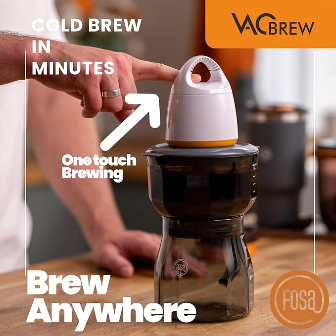 FOSA VacBrew Vacuum Coffee Maker – Rapid Hot & Cold Brew System | 4-Program Timer Pump + 17oz (500ml) Carafe | Smooth Cold Brew in Minutes