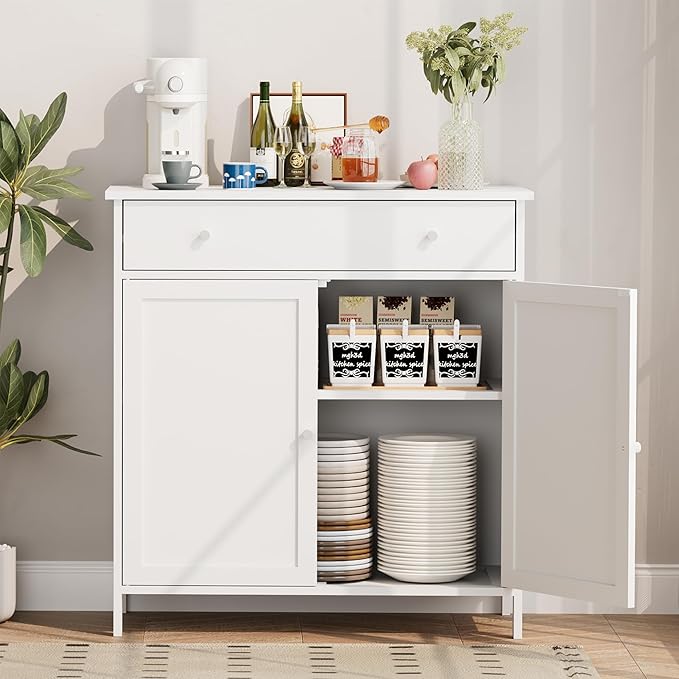 Oakcloud Modern 2-Door Sideboard Buffet Cabinet with Drawers - Coffee Bar Station, Adjustable Shelves, Magnetic Door & Anti-Tip Design, Storage Cabinet for Dining Room, Living Room