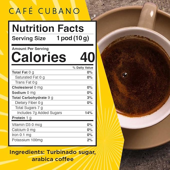 Oriente Sweetened Espresso Coffee Pods, 18 ct, Dark Roast Flavored Cuban Inspired Coffee in Recyclable Single Serve Pods - 100% Arabica Coffee, Compatible with Keurig K Cups Maker