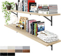 Kaboon 55 inch Long 10 inch Deep Floating Shelves for Wall Set of 2, Large Open Shelves Wall Mounted, Space Saving Home and Commercial Use, Oak/Grey Tone