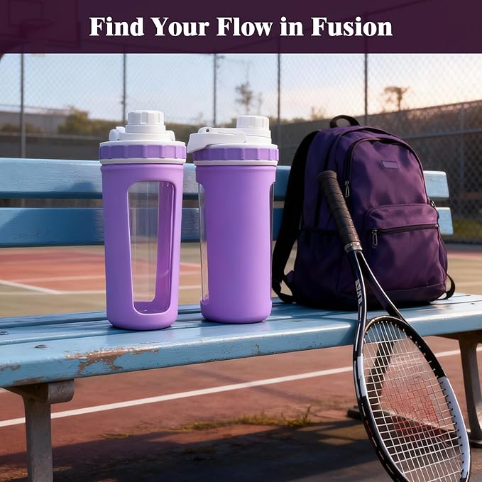 Glass Shaker Cup Odorless BPA Free– Glass Shaker Bottle for Protein 26oz Durable Borosilicate Glass, Leak-Proof & BPA-Free – Ideal for Creamy Protein Shakes, Smoothies & Workout Drinks (Lilac)