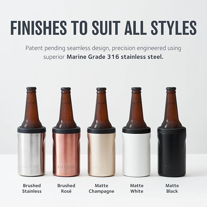 Huski Beer Cooler 2.0 | NEW | Premium Can and Bottle Holder | Triple Insulated Marine Grade Stainless Steel | Detachable 3-in-1 Opener | Works as a Tumbler | Best Gifts for Beer Lovers (Stone Grey)