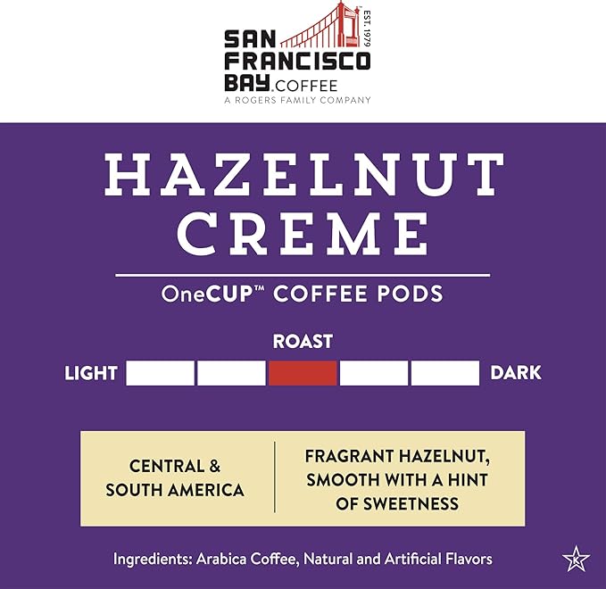 San Francisco Bay Compostable Coffee Pods - Hazelnut Crème (80 Ct) K Cup Compatible including Keurig 2.0, Flavored, Medium Roast