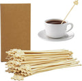 Bamboo Coffee Stirrers 60-Pack Coffee Stir Sticks Disposable 7Inch Beverage Mixer Coffee Shape Ends Eco-Friendly Biodegradable Cafés Stirring Sticks for Coffee Cocktails Milk & Hot Drinks