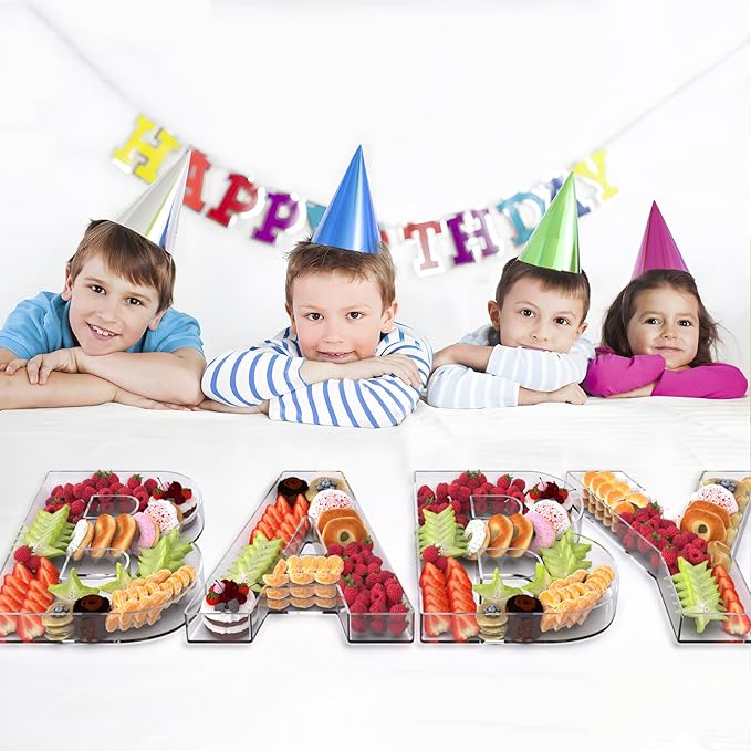 11" Acrylic Letter Charcuterie Box, Reusable Fillable Alphabet Number Shaped Form Tray for Birthday Anniversaries, Party Decorative Serving Plates Display Candy Cake (Y)