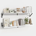 Axeman White Floating Shelves for Wall 40 Inch | 39.4W x 8D Rustic Wood Floating Shelves Set of 2 | 8" Deep Long Wall Shelves for Bathroom Kitchen Living Room | Bookshelf Display Shelves - White