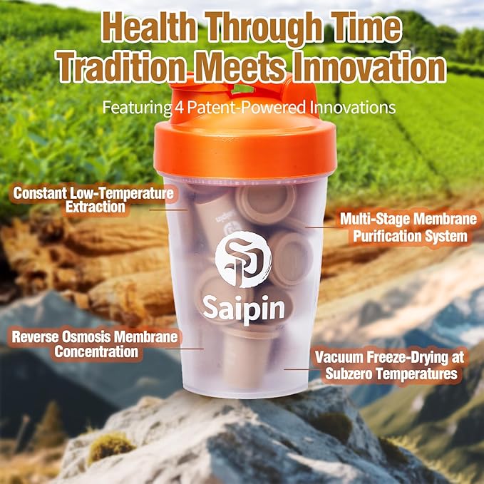 SAIPIN Ginseng Tea, 20 Pack 100% Pure Organic Ginseng Powder, No Additives, Non-GMO, Premium Instant Tea, Kidney, Energy & Immune tea for Women & Men, freeze-dried powder, Hot And Cold Soluble