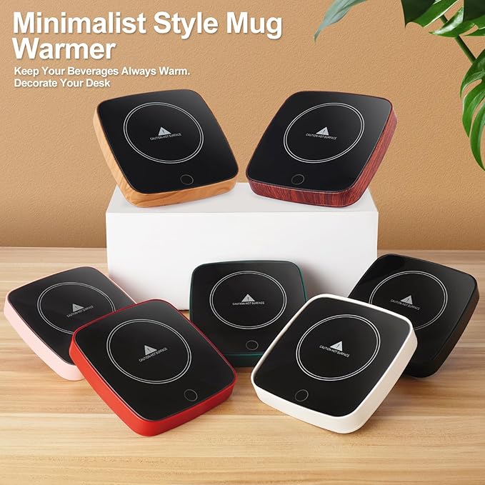 Coffee Mug Warmer Waterproof Smart Cup Warmer with 3 Temperature Setting for Warming & Heating Coffee, Beverage, Milk, Tea and Hot Chocolate (Black Walnut)