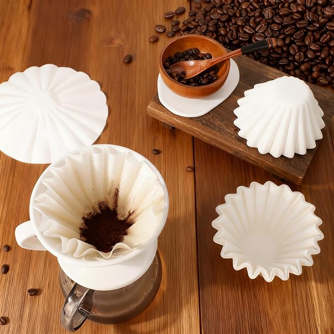 Segarty 1-4 Cup Disposable Basket Coffee Filters, 50 Count 7.2in White Paper-made Filters Pour Over Maker Papers, Ideal Liners for Commercial Household Coffee Percolators Dripper Most Brewer Machines