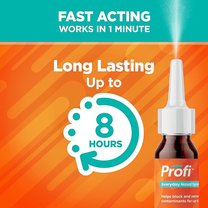 Profi™ Everyday Nasal Spray - Helps Defend Against Airborne Germs and Allergies, Lasts Up to 8 Hours, Advanced Nasal Spray for Air Travel, Work, Conferences & Indoor Gatherings - 90 Sprays, 0.36 FL OZ