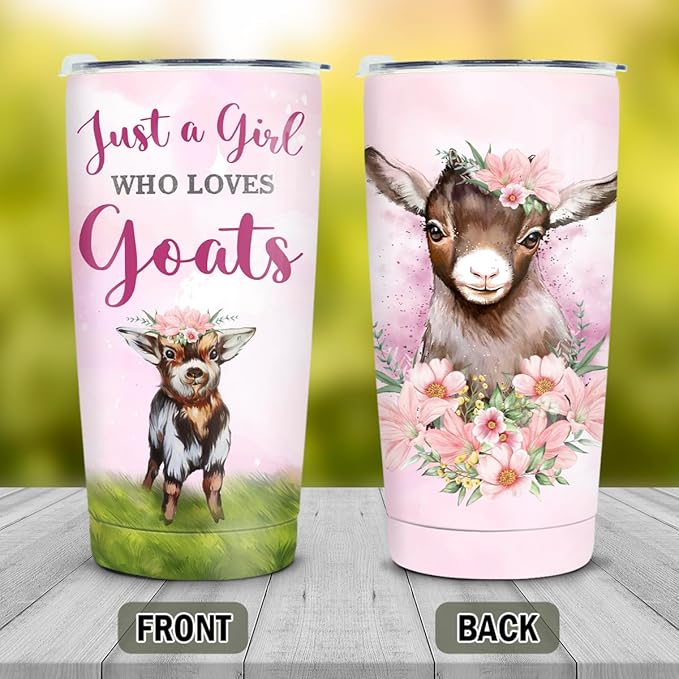 winorax Goat Tumbler 20oz Just A Girl Who Loves Goats Tumblers Stainless Steel Insulated Coffee Cup with Lid Gift For Women Girls Birthday Christmas Presents Stuff