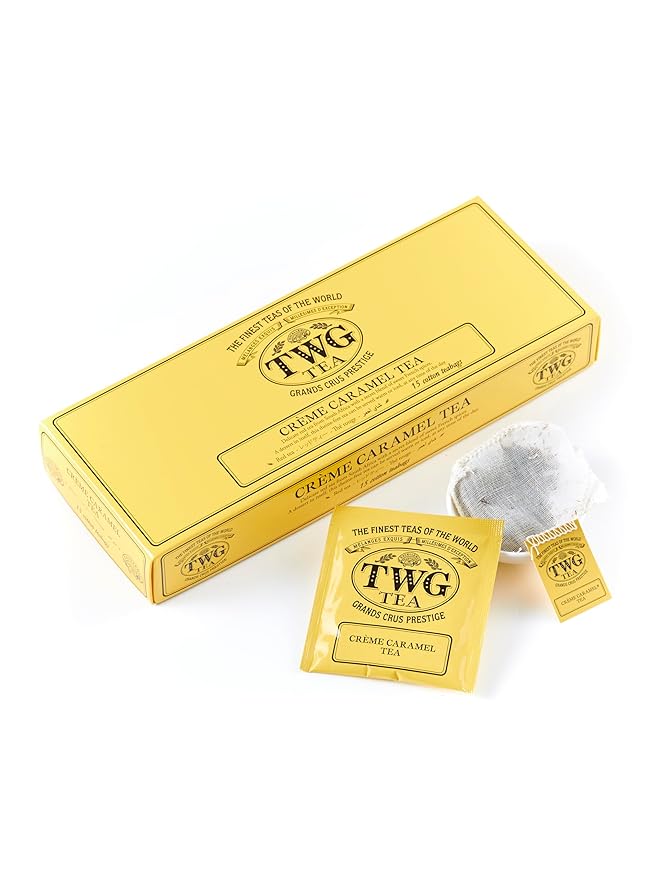 TWG Tea | Crème Caramel Tea | Rooibos Tea | Caramel & Theine-Free | 15 Hand Sewn Cotton Teabags | Gift Set