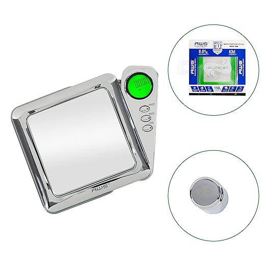 American Weigh Scales 150g x 0.01g Digital Pocket Scale - Blade Series | Precision Mini Scale 0.01g Accuracy, Pocket Gram Scale for Kitchen, Gold, Gems & Coin Scale, Smart Digital & Compact Scale