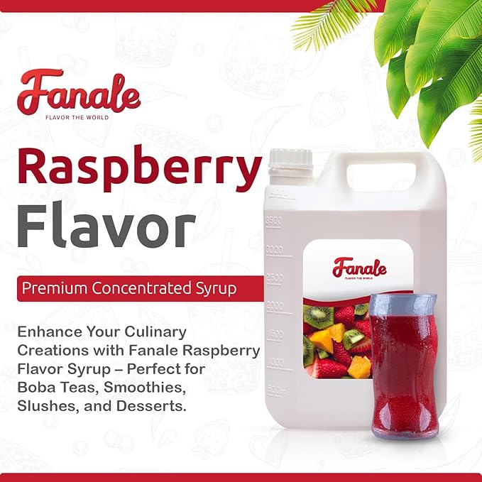 Fanale Premium Flavoring Concentrated Syrup for Bubble Tea 11 lb | Raspberry Flavor Syrup | for Boba Tea, Smoothies, Slushes, Desserts | 11lb | SRP270