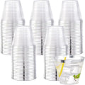 WELLIFE 120PCS Silver Disposable Plastic Cups,9 oz Clear Plastic Cups,Disposable Wine Glasses for Party and Christmas