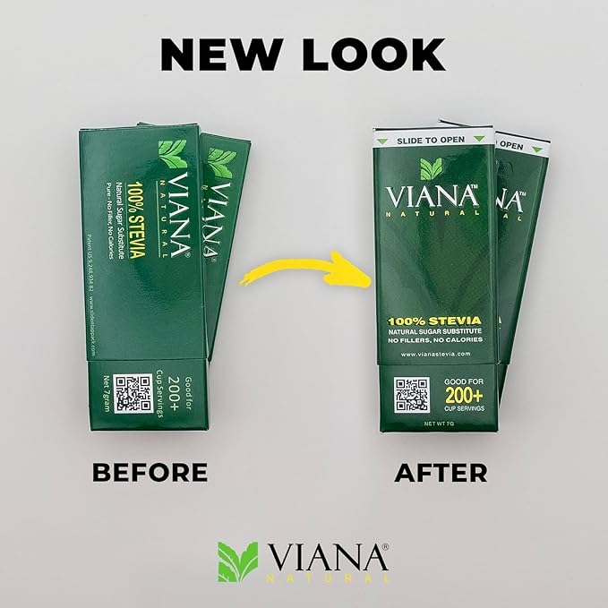 VIANA STEVIA – Ultra-Sweet, Super Compact granular stevia extract! 1 Pack = 230 Sachets | Easy Pour, Travel-Friendly Natural Sweetener