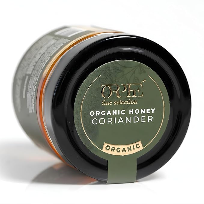 ORPHE Organic Coriander Honey – Clean Simple Natural Sweetener for Coffee, Tea, Matcha and Breakfast, Unheated & Creamed 9oz Glass Jar