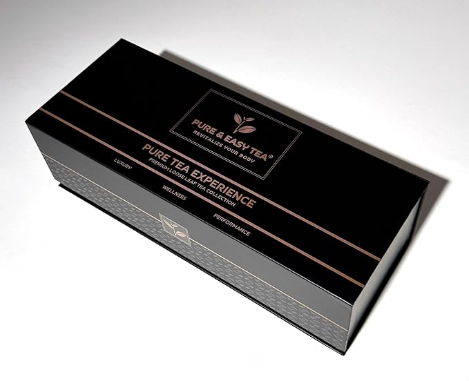 Pure And Easy Tea, Premium Loose Leaf Tea Sampler Set, 30-Count Variety Pack of Herbal and Caffeinated Blends, Luxury and Wellness Teas in a Designer Gift Box (150g)