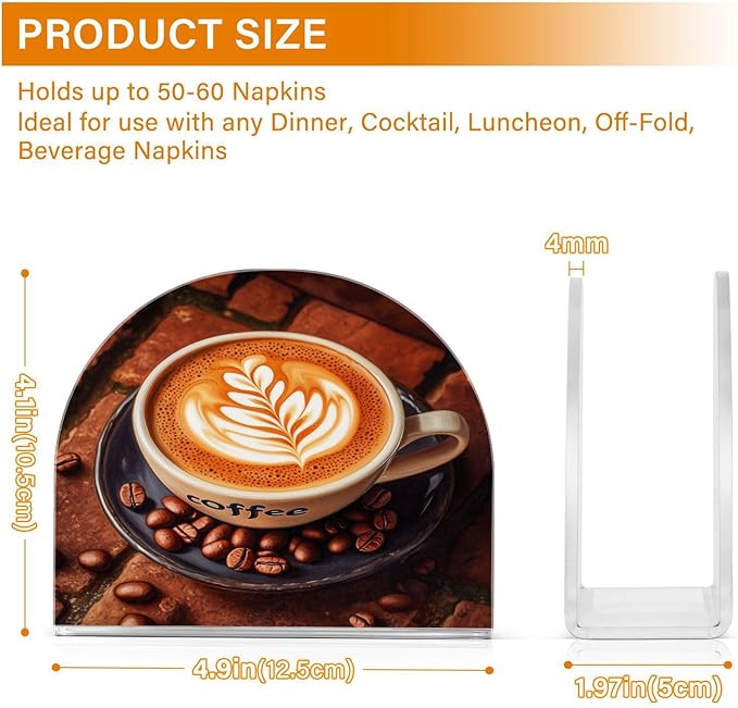 Cup Of Coffee Napkin Holder for Tables, Kitchen Acrylic Paper Napkin Holders Freestanding Tissue Dispenser Paper for Indoor Outdoor Decor