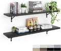 Kaboon 45 inch Long 10 inch Deep Floating Shelves for Wall Set of 2, Large Open Shelves Wall Mounted, Space Saving Home and Commercial Use, Cloud Atlas/Black Marble