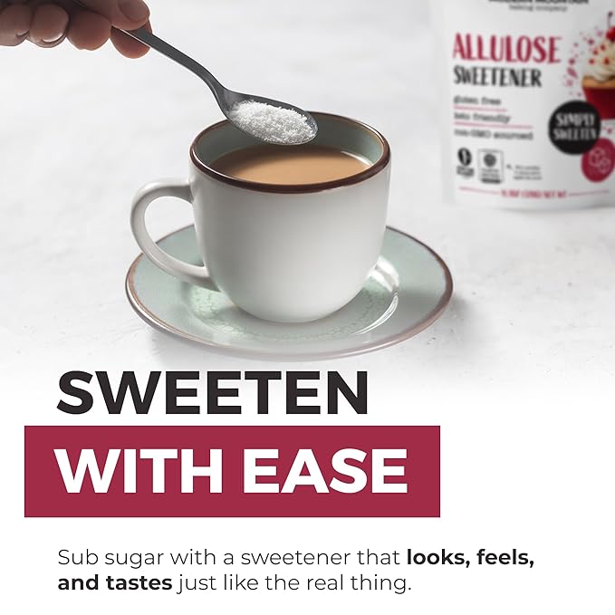 Allulose Sweetener (11.3oz) Keto Sugar Substitute, 0g Net Carbs, Zero Calorie Sweetener, Tastes and Behaves Like Sugar, Premium Quality, Perfect for Keto Baking, Tested and Verified Gluten Free, Non-GMO Sourced, No Erythritol