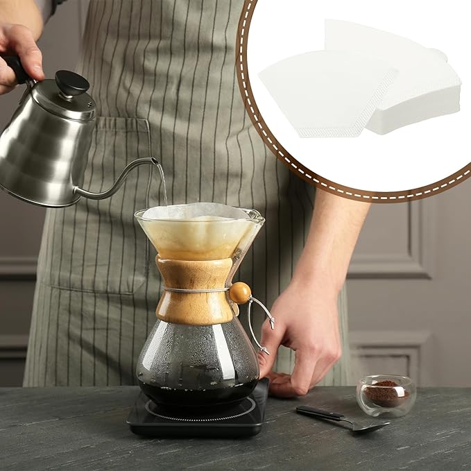 uxcell 100Pcs Coffee Filters, Disposable Fan-Shaped Paper Filter for 4-6 Cups, Suitable with Home Office Use and Drip Coffee Maker, White(U1O3)