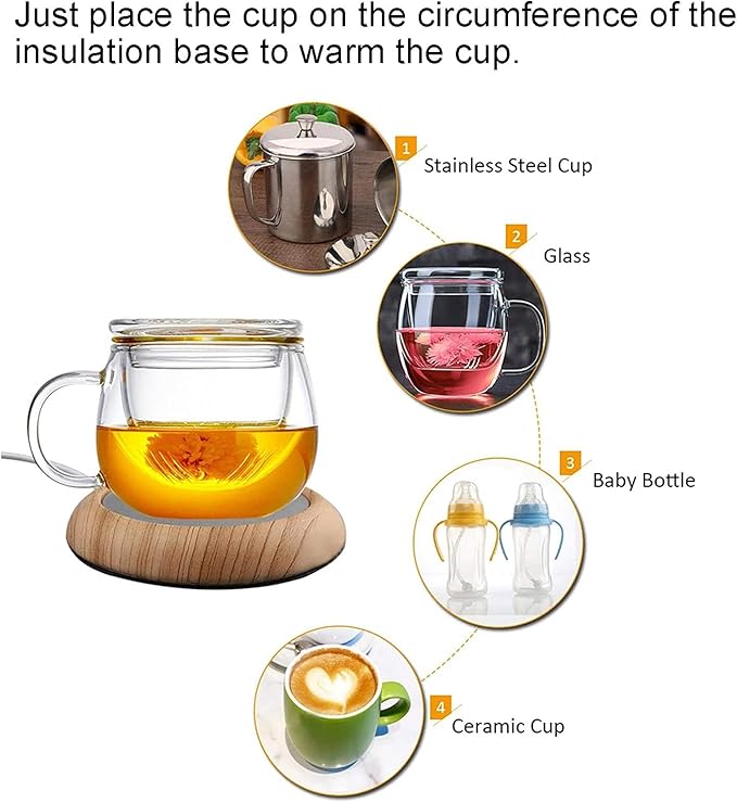 Electric Coffee Mug Warmer, Smart Coffee Warmers for Office Desk, Mug Warmer, Cup Warmer Tea Warmer, Electric Beverage Warmer USB Rechargeable for Cocoa Tea Milk