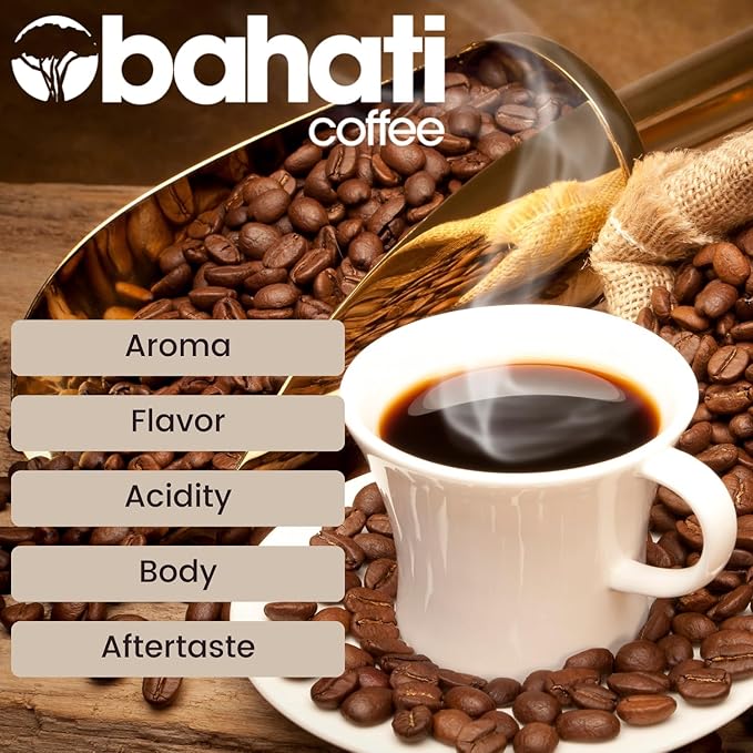 Kenya AA Grade Roasted Arabica Coffee Beans from Kenyan Highlands - 100% Pure Arabica Coffee Roasted Beans (Dark Roast Whole, 1 LB)
