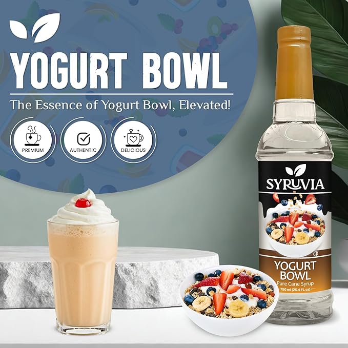 Syruvia Coffee Syrup, Yogurt Bowl Flavored Syrup for Drinks, Lattes and Desserts – 25.4 fl oz