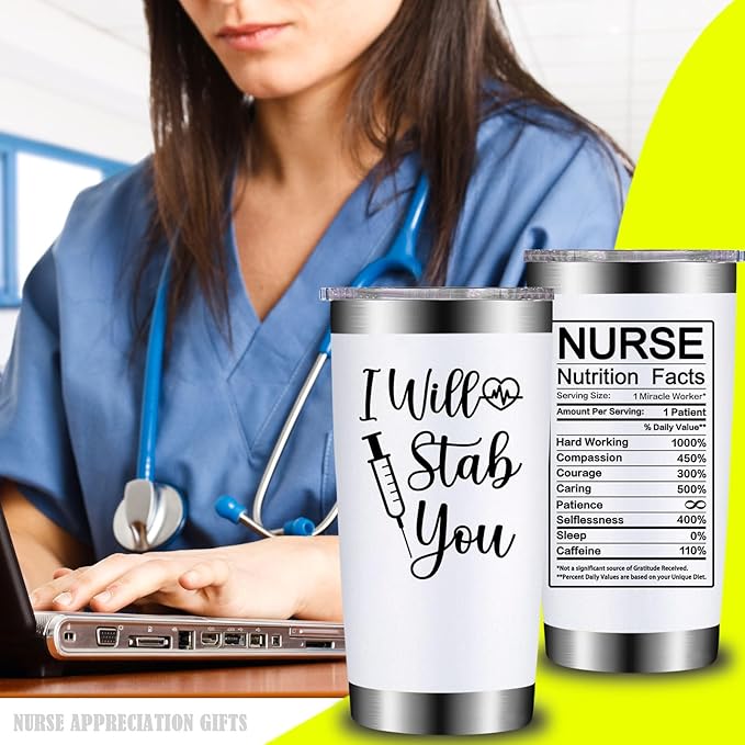 Nurse Gifts for Women - Nurses Week Gift - Nurse Graduation Appreciation Christmas Gifts for Nurses, Practitioner - 20oz I Will Stab You Tumbler Cup
