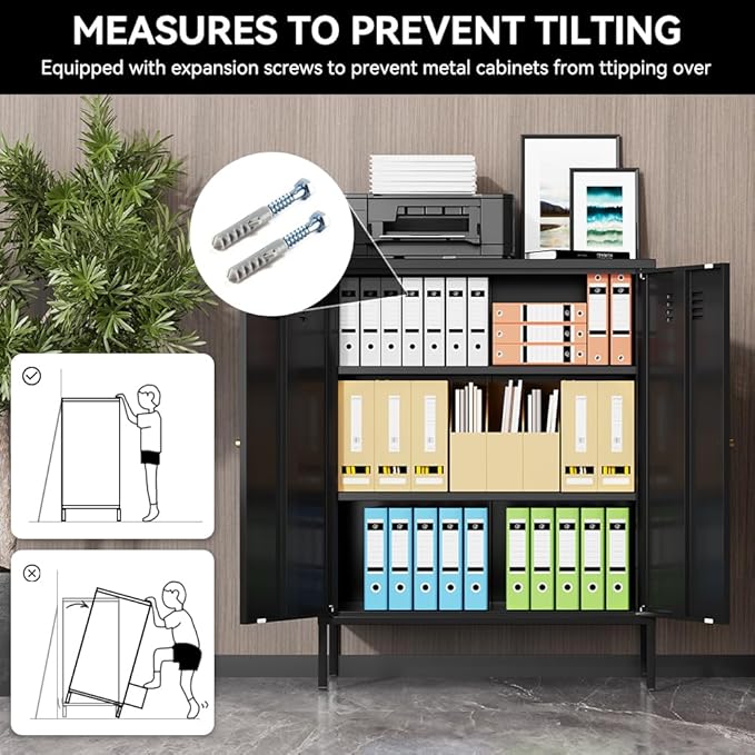 Metal Storage Cabinet, Metal Cabinets with Doors and Shelves, Storage Closet with high feet, Coffee Bar with Storage, Modern Accent Cabinets for Home,Office,Kitchen,Bathroom,Dining Room