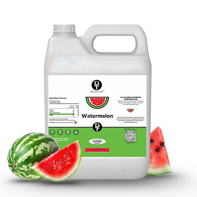 Dolce Flav Watermelon Flavoring – 32 oz. – Premium Oil-Based Extract for Chocolates, Frostings, Baked Goods & Confections | Ideal for Summer Treats & Commercial Kitchens
