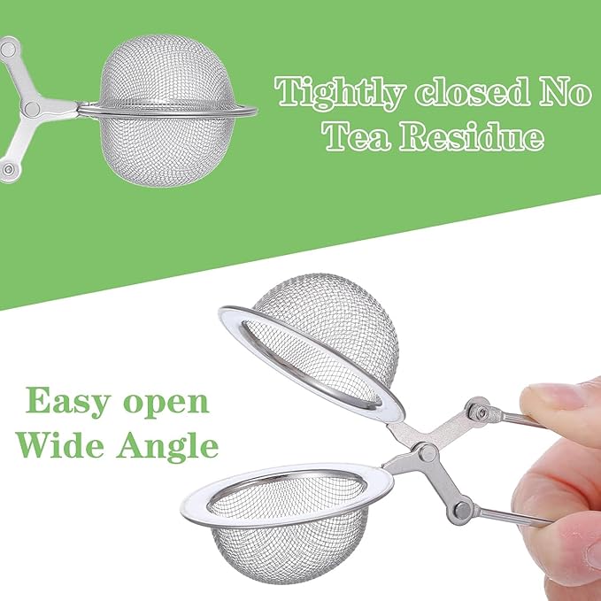 Snap Ball Tea Strainer, Tea Infuser with Handle Tea Mesh Infuser Snap Ball Strainer Steep Loose Leaf Tea Infuser Fine Mesh Ball Tea Filter Strainer for Spices and Seasonings