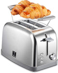 Yabano Retro Bagel Toaster - 2 Slice, 2 Extra Wide Slots, 7 Shade Settings, Defrost/Bagel/Cancel, Removable Crumb Tray, Stainless Steel, Silver