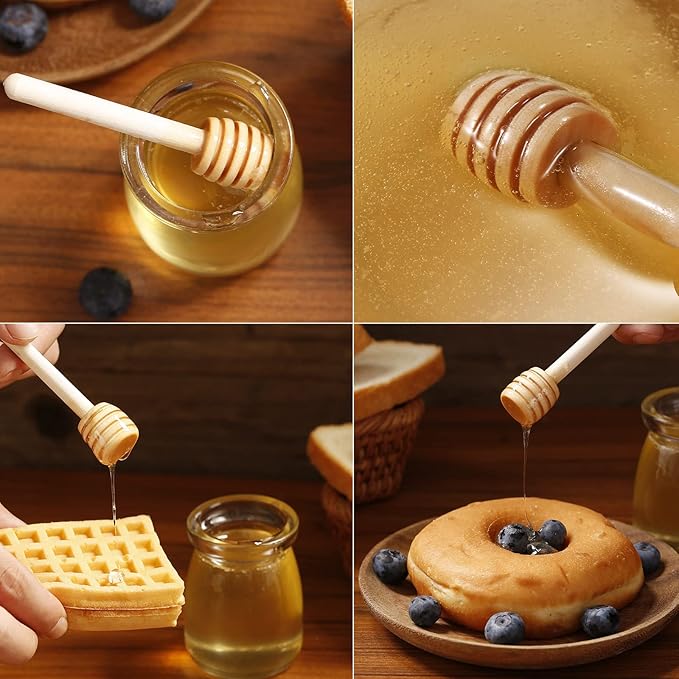100 Pcs Honey Dipper Sticks, 3 inch Mini Wooden Honeycomb Stick, Small Honey Spoons Stirrer Stick for Honey Jar Dispense Drizzle Honey and Wedding Party Favors Gift