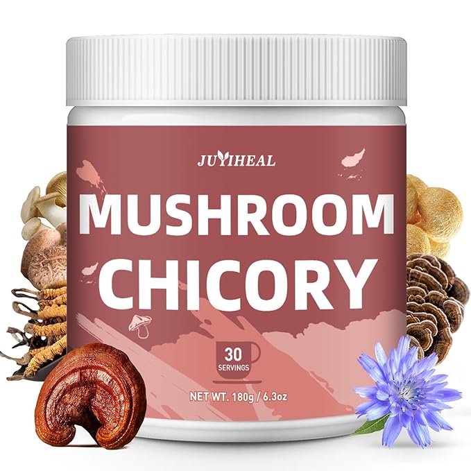 JUYIHEAL Mushroom Coffee, 10 in1 Mushroom Powder Coffee with Lions Mane, Chaga, Reishi, Cordyceps, Maitake, Shiitake, and Turkey Tail for Energy, Focus, Immune Support, 72g